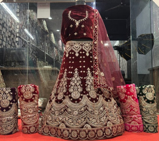 Velvet Handmade Lehenga for Party Wear & Marriage
